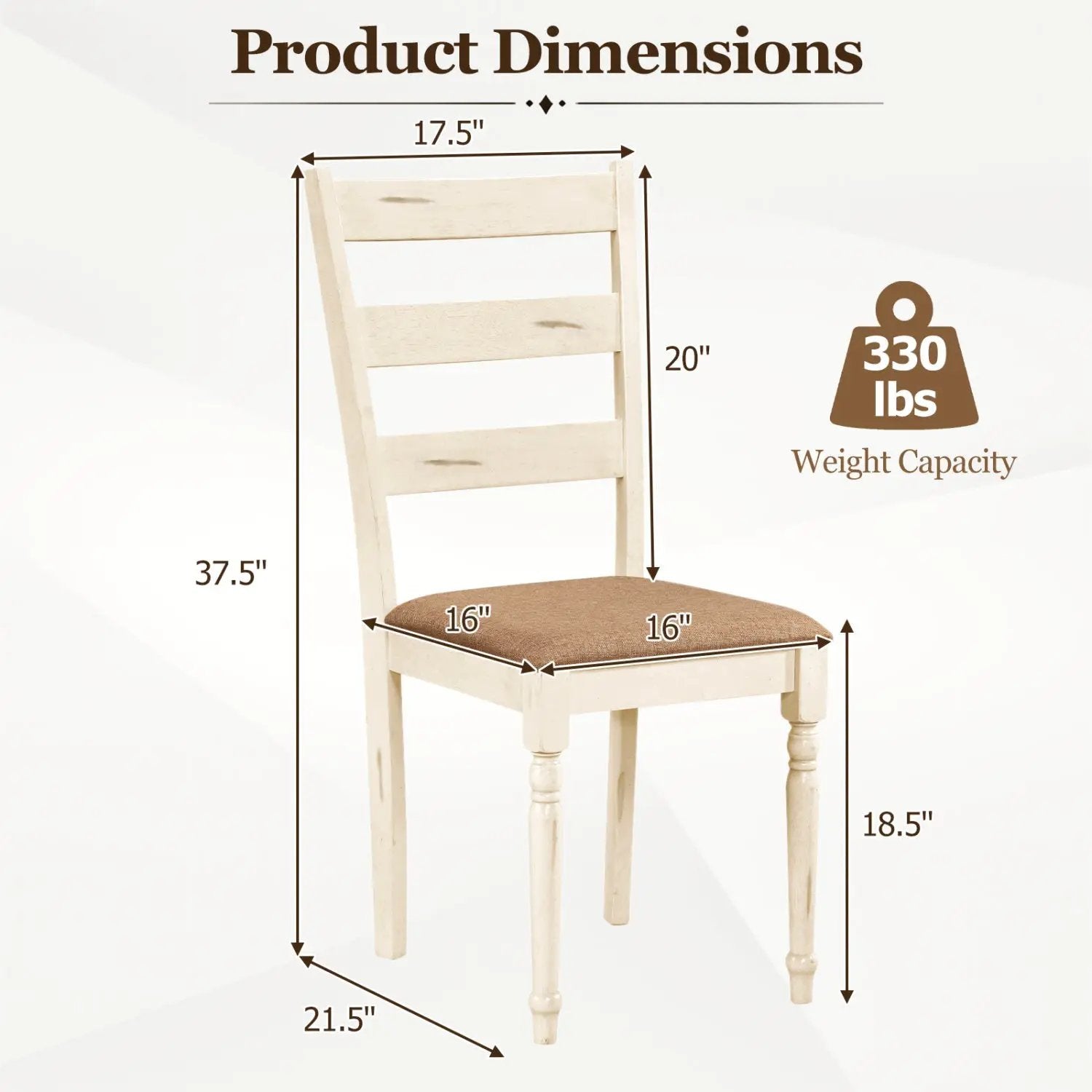 Dining Chairs Set of 2 with Padded Linen Seat by DirectDeals