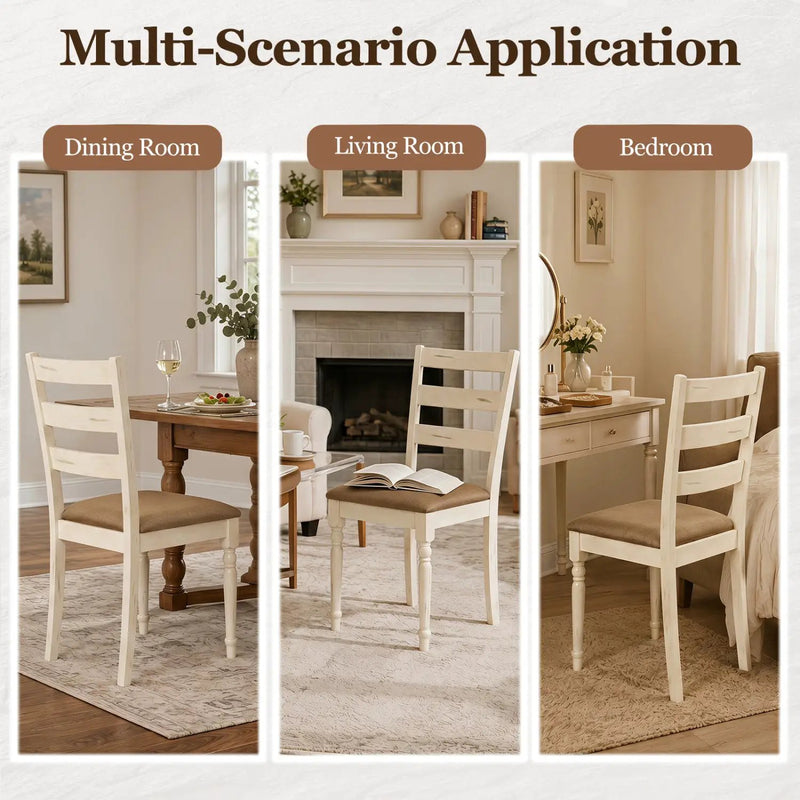 Dining Chairs Set of 2 with Padded Linen Seat by DirectDeals