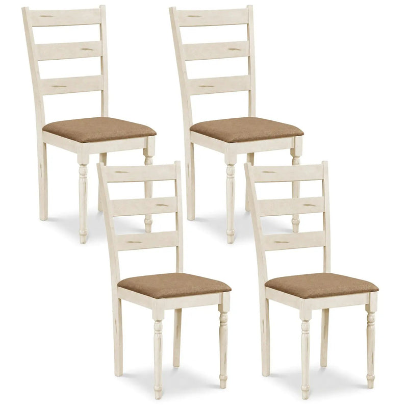 Dining Chairs Set of 4 with Padded Linen Seat & Slatted Back by DirectDeals