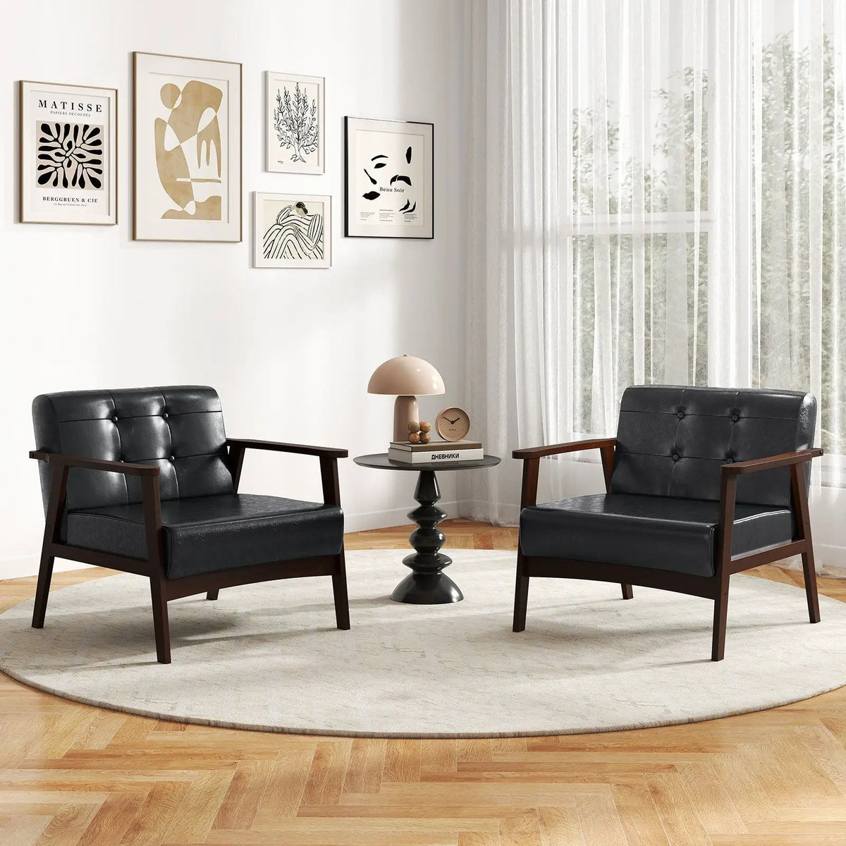 Rubber Wood Frame Accent Chair with Armrest for Living Room, photo 15 of 24