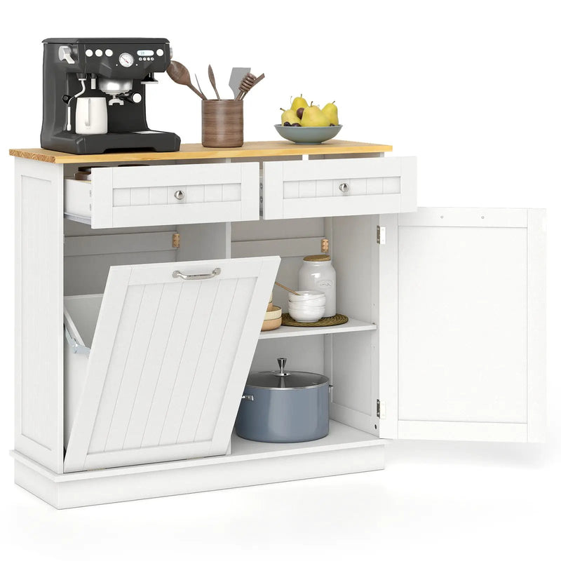 Kitchen Tilt Out Trash Cabinet with 2 Drawers and Adjustable Shelf by DirectDeals