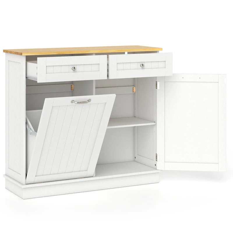 Kitchen Tilt Out Trash Cabinet with 2 Drawers and Adjustable Shelf by DirectDeals