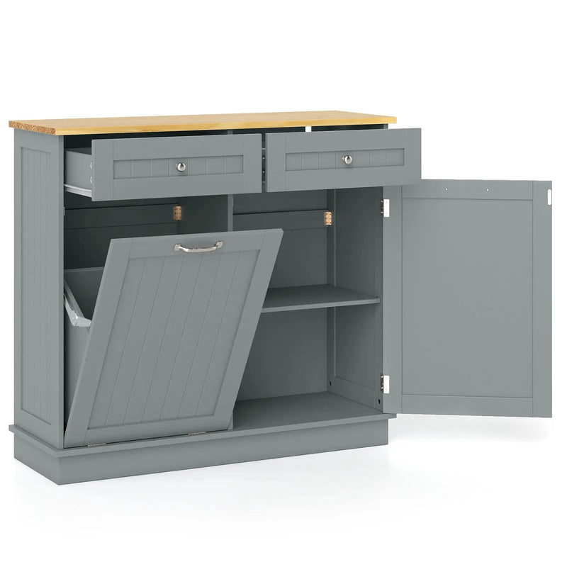 Kitchen Tilt Out Trash Cabinet with 2 Drawers and Adjustable Shelf by DirectDeals