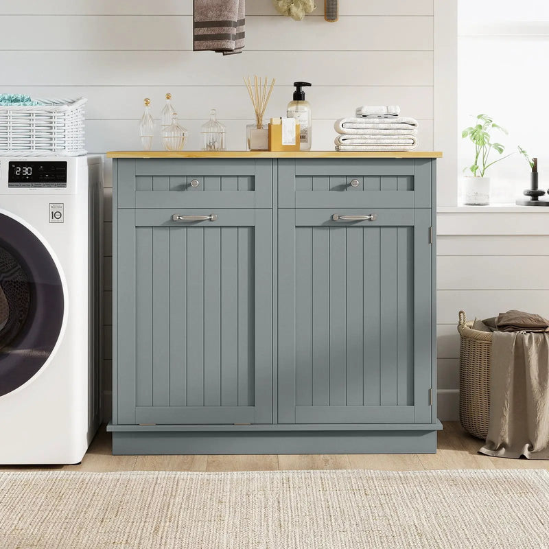 Kitchen Tilt Out Trash Cabinet with 2 Drawers and Adjustable Shelf by DirectDeals