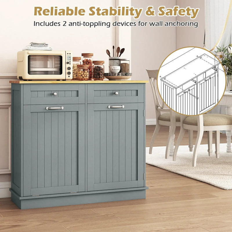 Kitchen Tilt Out Trash Cabinet with 2 Drawers and Adjustable Shelf by DirectDeals