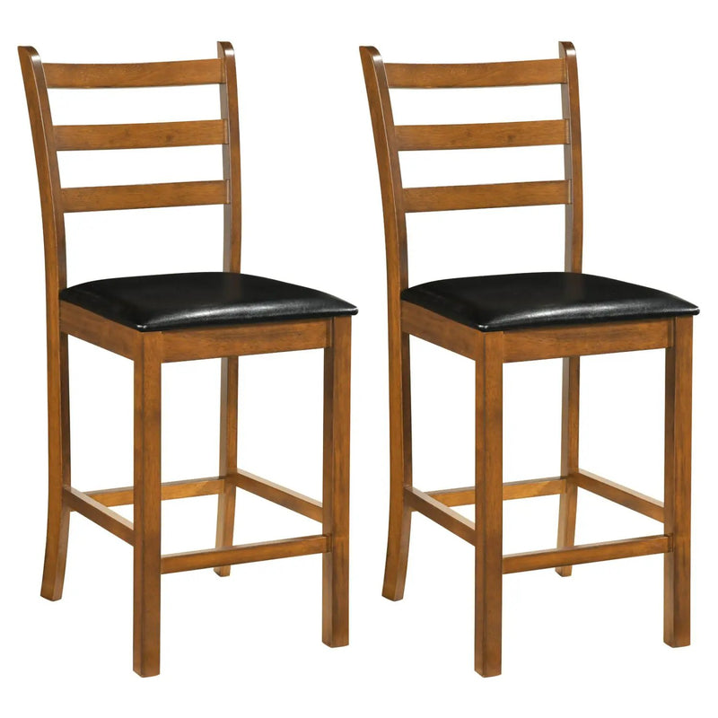 Rubber Wood Ladder Back Bar Stools Set of 2 24inch Counter Height Kitchen Island High Chairs by DirectDeals