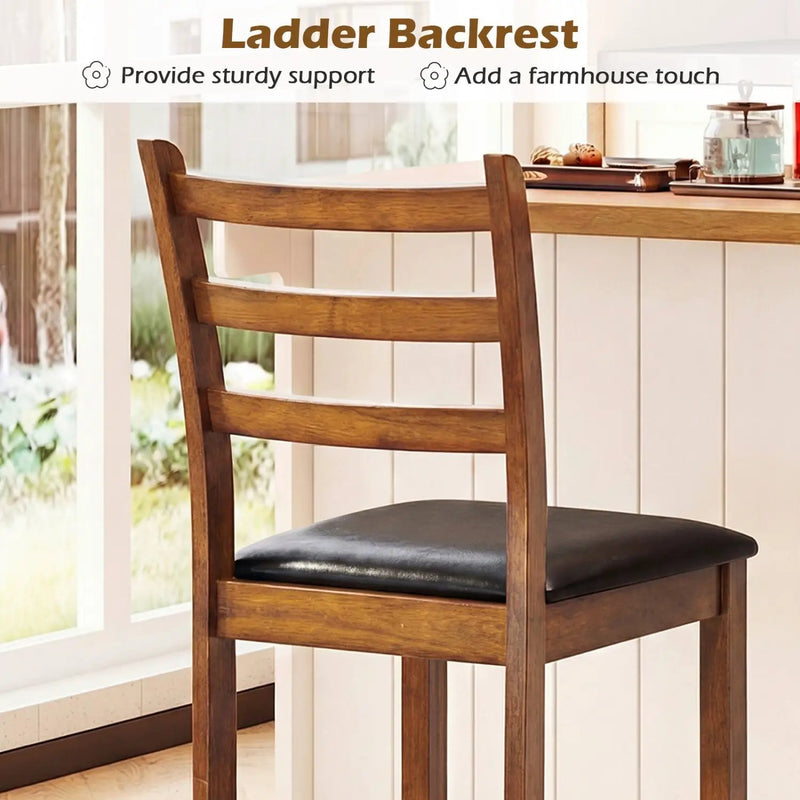 Rubber Wood Ladder Back Bar Stools Set of 2 24inch Counter Height Kitchen Island High Chairs by DirectDeals