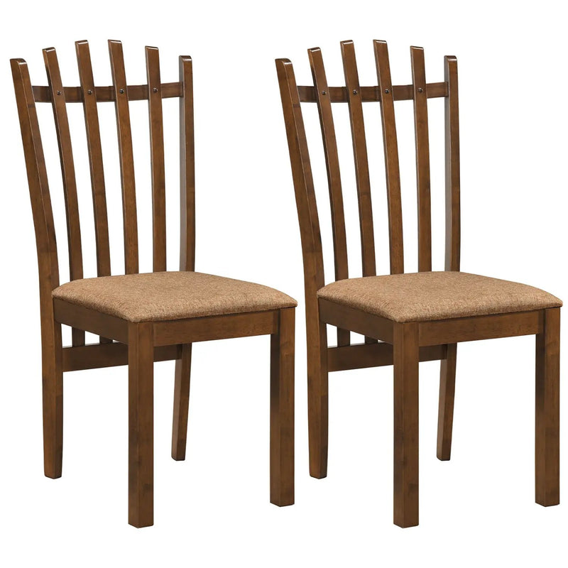 Rubber Wood Slat Back Dining Chairs Set of 2 - Brown by DirectDeals