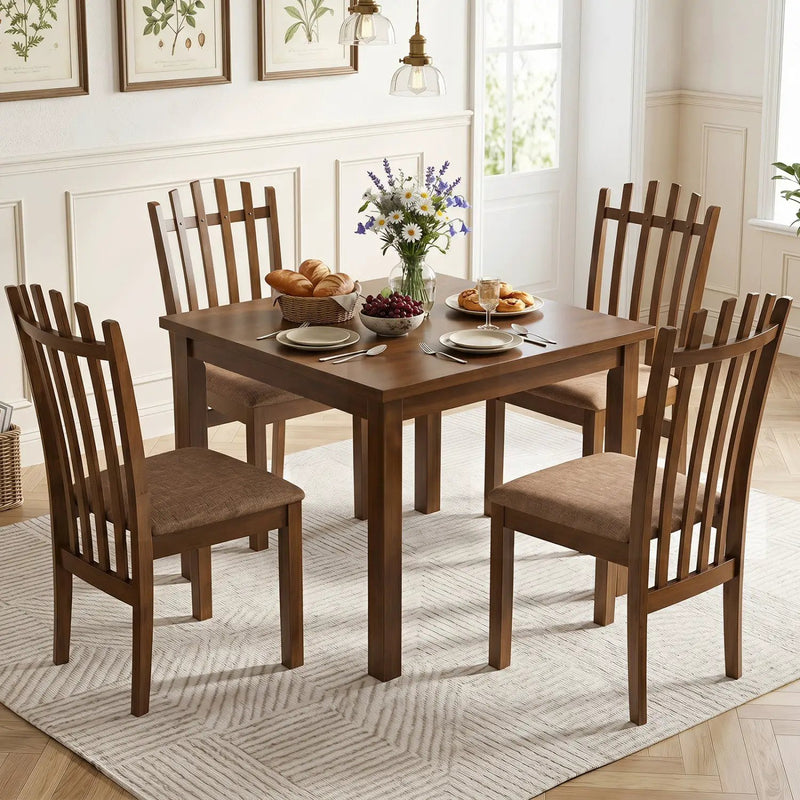 Rubber Wood Dining Chairs Set of 4 with Cushioned Seats by DirectDeals