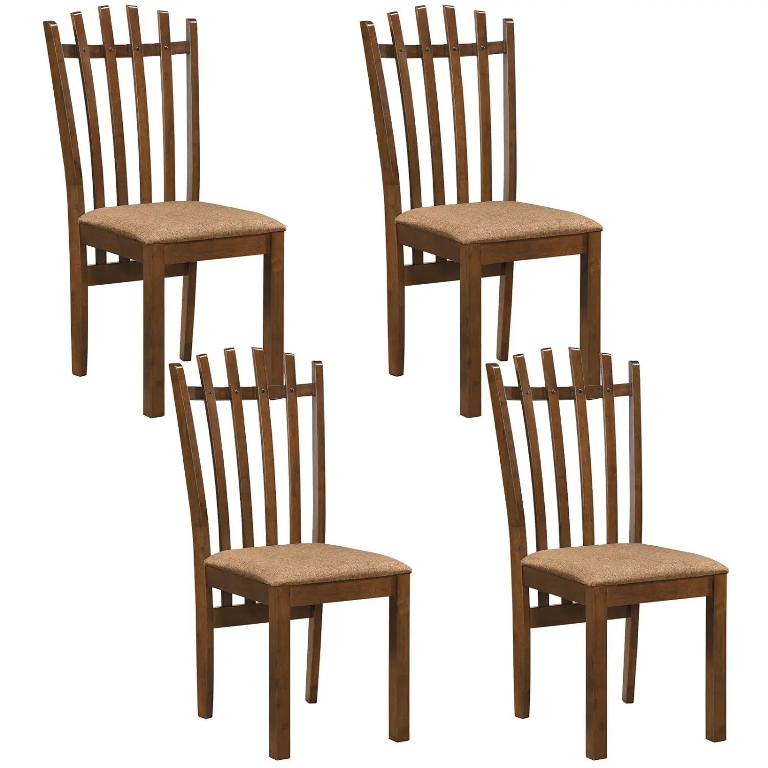 Rubber Wood Dining Chairs Set of 4 with Cushioned Seats by DirectDeals