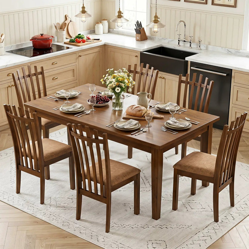 Rubber Wood Dining Chairs Set of 4 with Cushioned Seats by DirectDeals