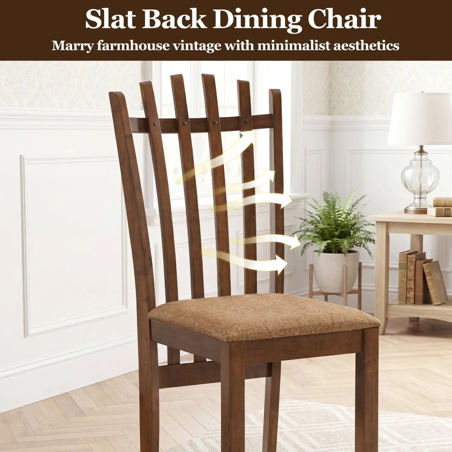Rubber Wood Dining Chairs Set of 4 with Cushioned Seats by DirectDeals