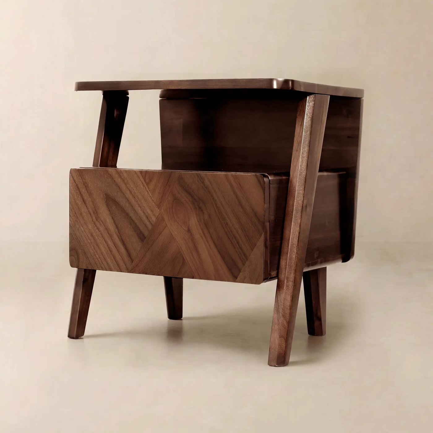 Rum Handcrafted Solid Wood Nightstand by Megsu