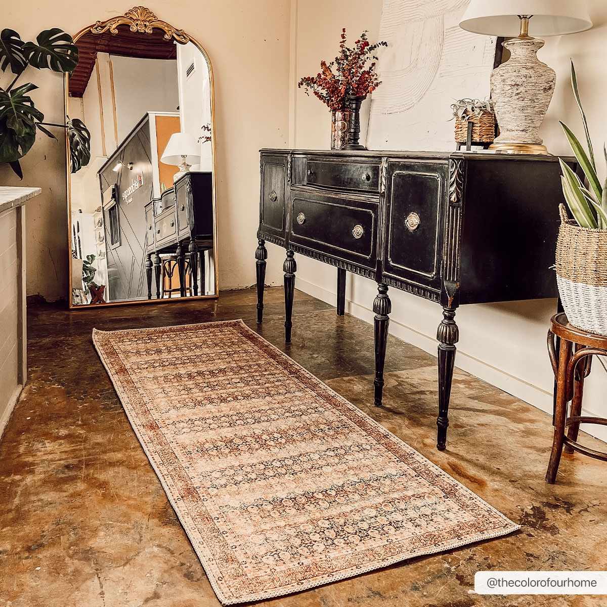 Rust Maligaya Distressed Washable Area Rug by Hauteloom