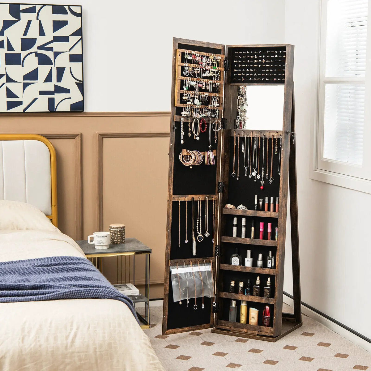 Standing Lockable Jewelry Storage Organizer with Full-Length Mirror, photo 2 of 8