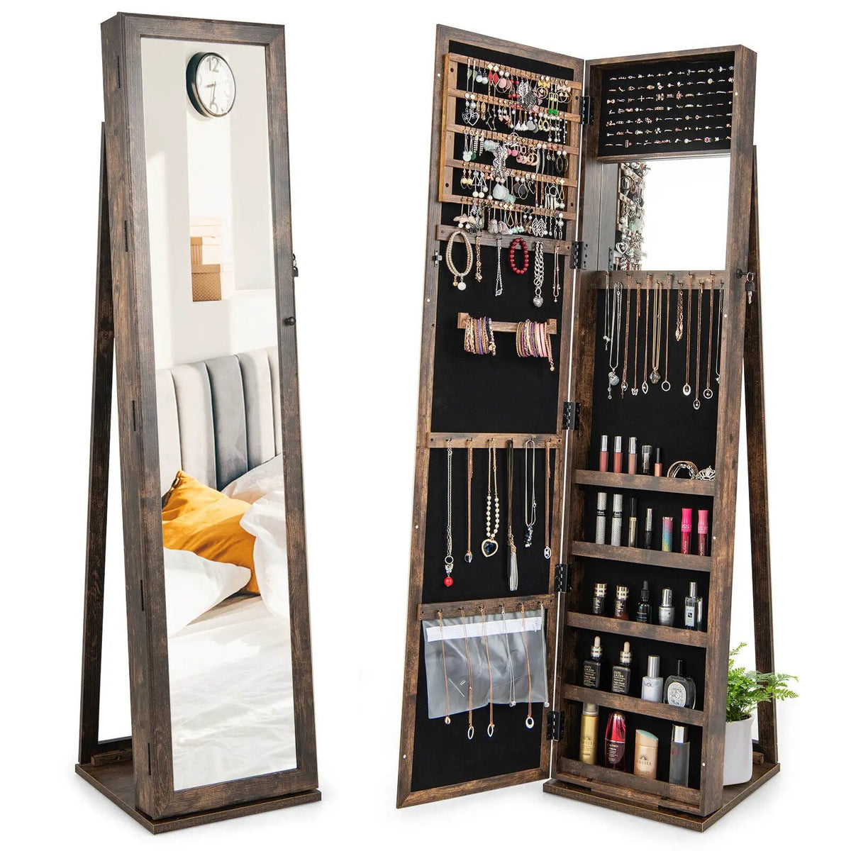 Standing Lockable Jewelry Storage Organizer with Full-Length Mirror, photo 3 of 8
