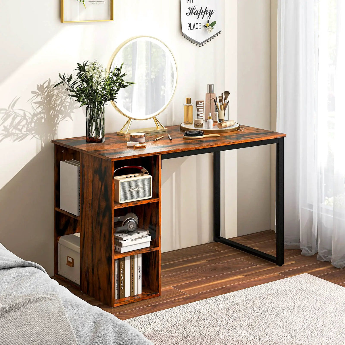 45 Inch Computer Desk with 5 Storage Compartments and Metal Frame, photo 2 of 9