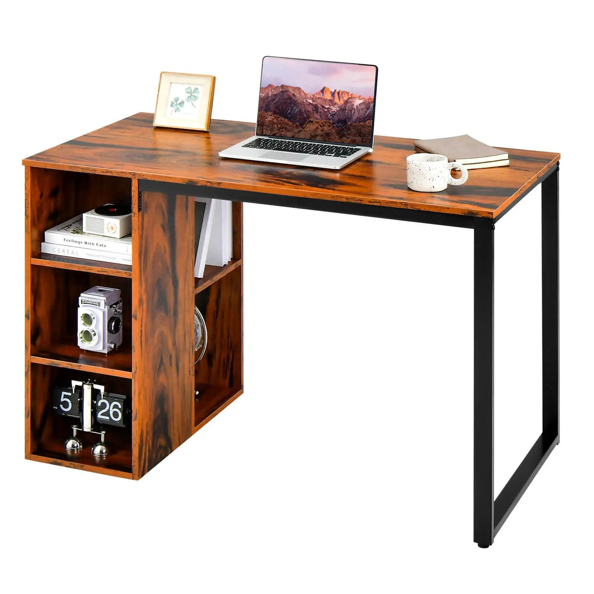 45 Inch Computer Desk with 5 Storage Compartments and Metal Frame, photo 7 of 9