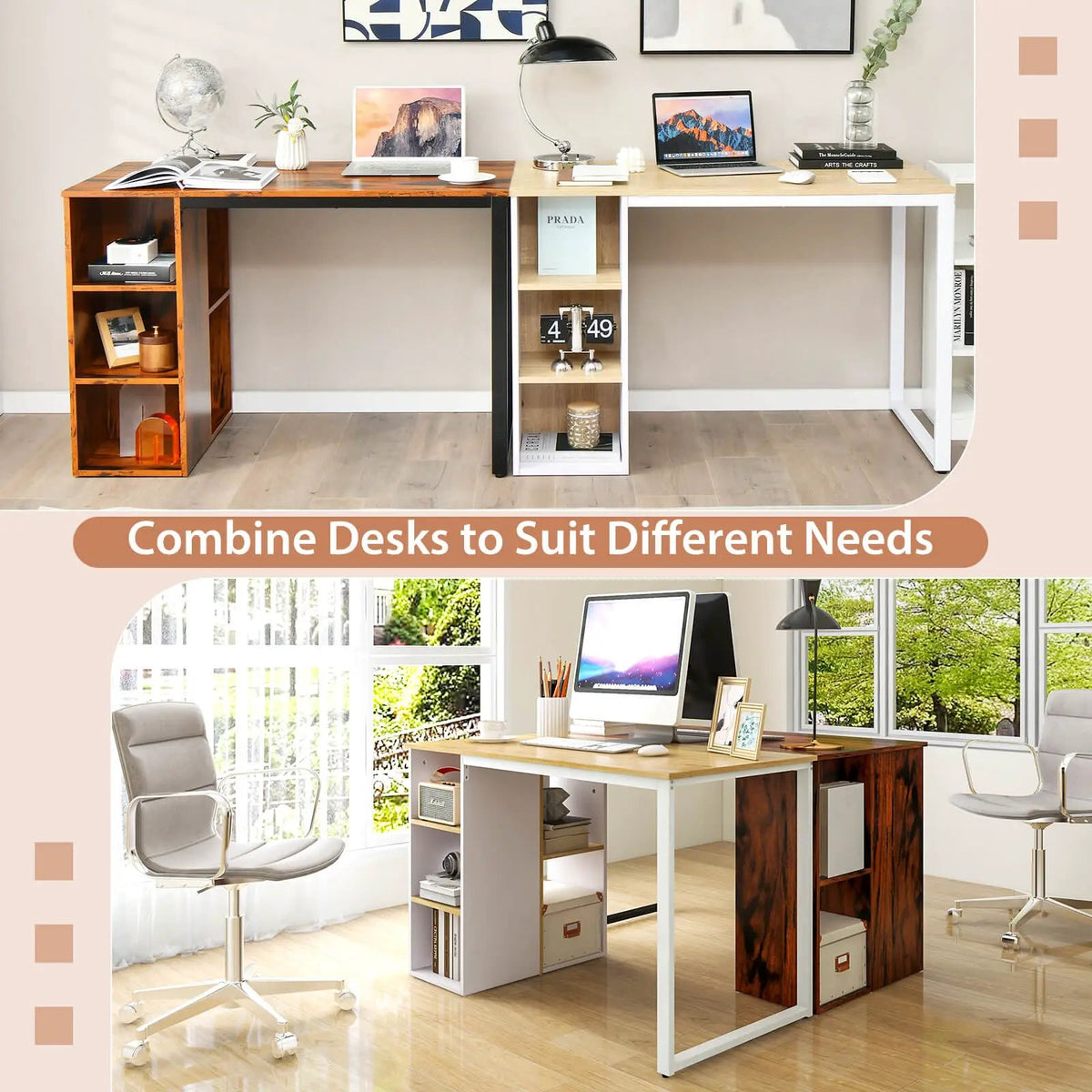 45 Inch Computer Desk with 5 Storage Compartments and Metal Frame, photo 8 of 9