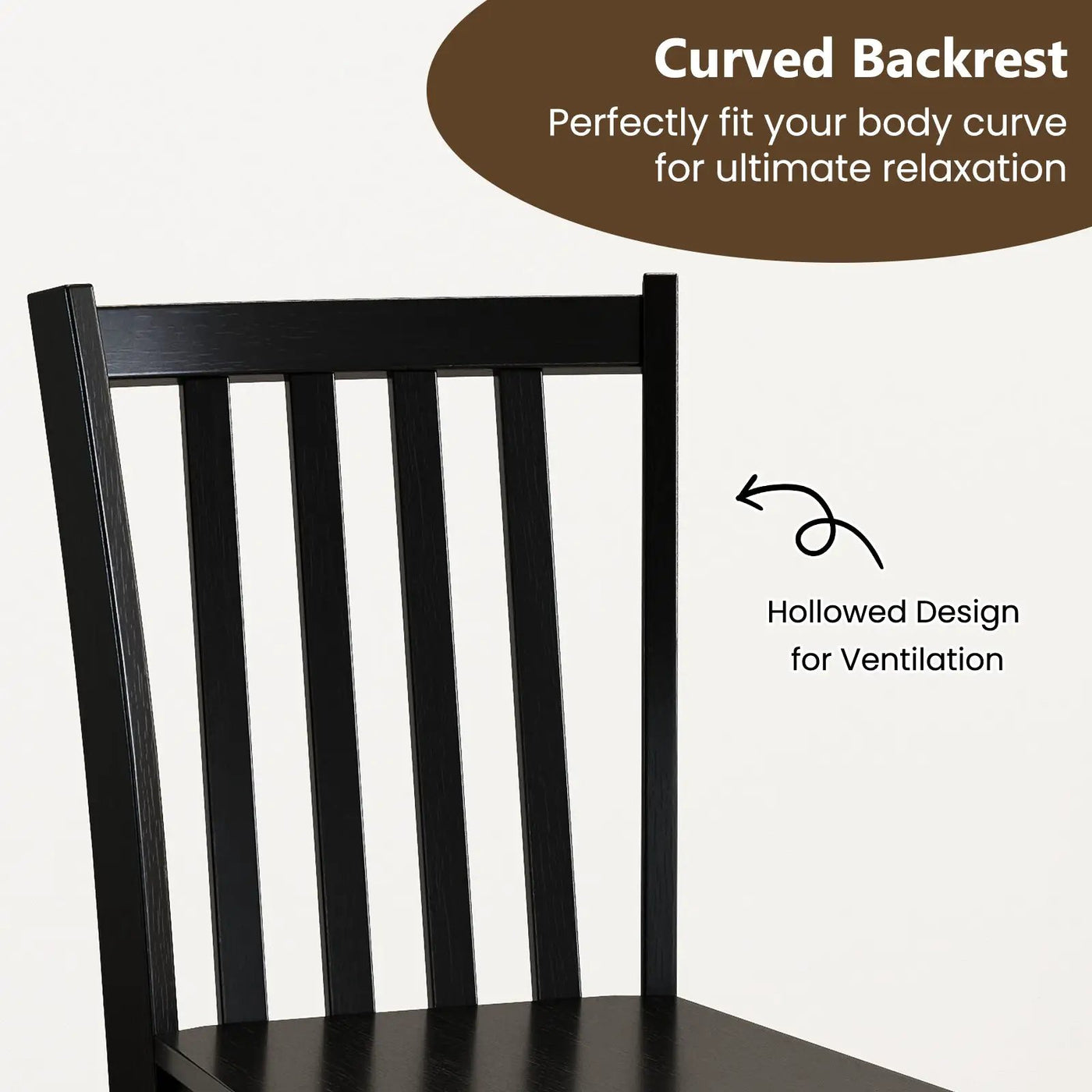 Rustic Dining Chairs Set of 2 Wooden Kitchen Chairs with Slat Tilt Backrest by DirectDeals