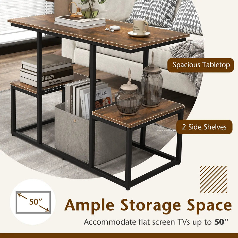 Rustic TV Console Table for 50 Inches TVs-Rustic Brown by DirectDeals