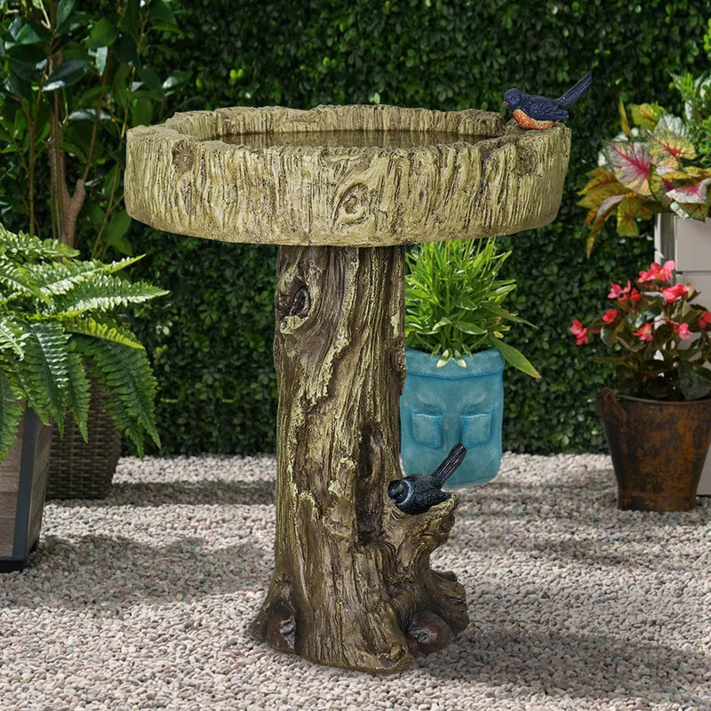 Concrete Tree Trunk Bird Bath Deep Bark 24 Inch, photo 6 of 10