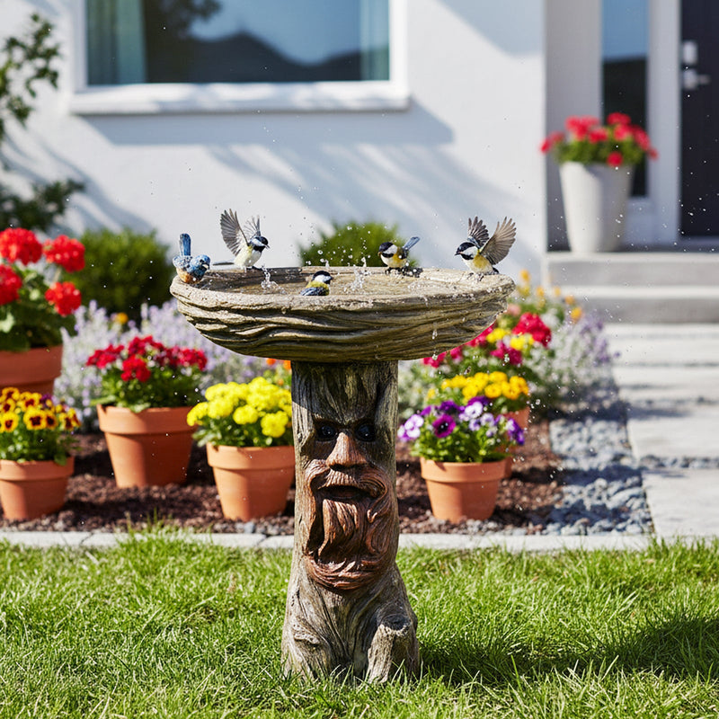 Concrete Stone Bird Bath Old Man Tree Face 23 Inch, photo 4 of 13