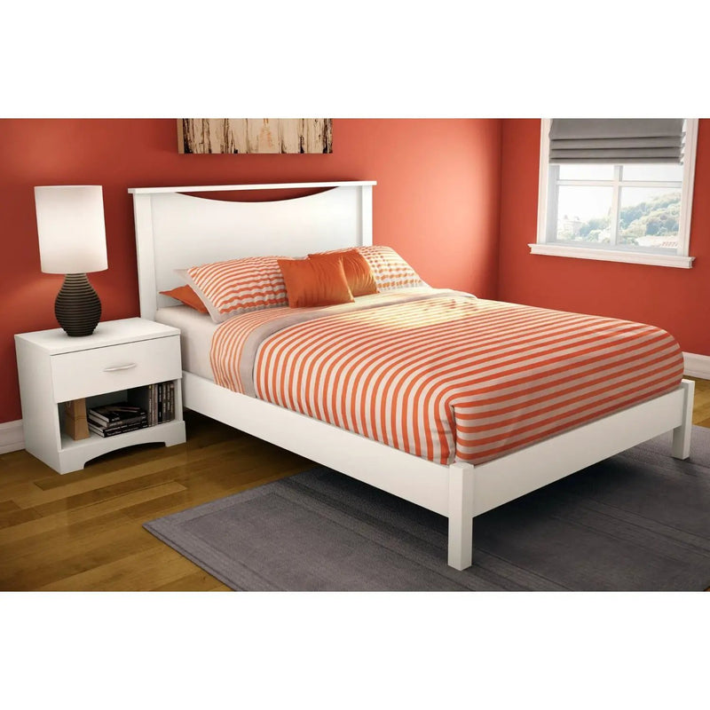 Full size Simple Platform Bed in White Finish - Modern Design by HomePacific