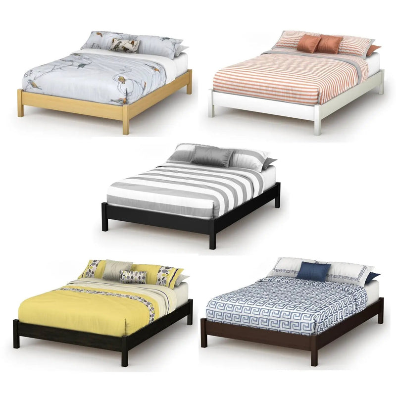 Full size Simple Platform Bed in White Finish - Modern Design by HomePacific
