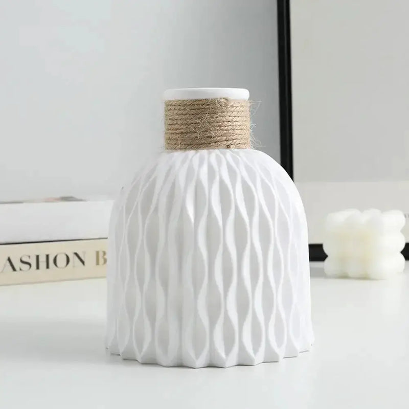 Vase - Decorative Ceramic White by House Of Avana
