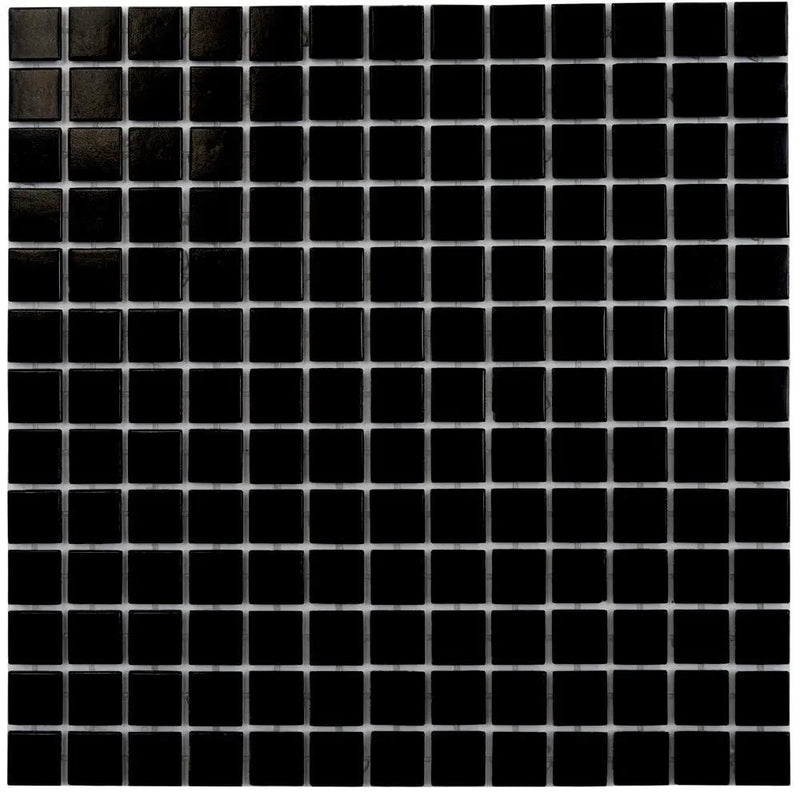 Black 12x12 Uniform Square Glossy Glass Mosaic Tile (20 pack, 20 sq ft/case) by Apollo Tile