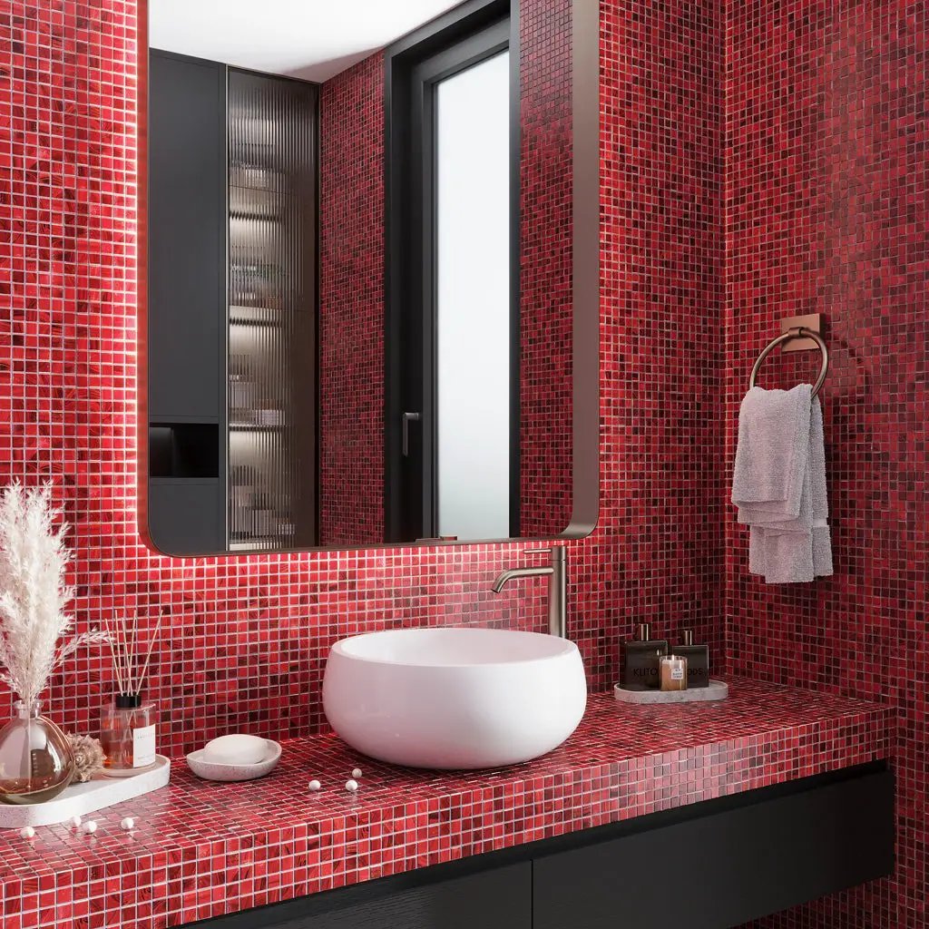 Ruby Red 12x12 Glossy Uniform Square Glass Mosaic Tile (20 pack, 20 sq ft/case) by Apollo Tile