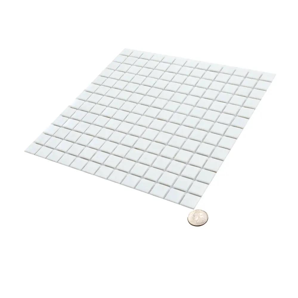 Rice White 12x12 Glossy Uniform Square Glass Mosaic Tile (20 pack, 20 sq ft/case) by Apollo Tile