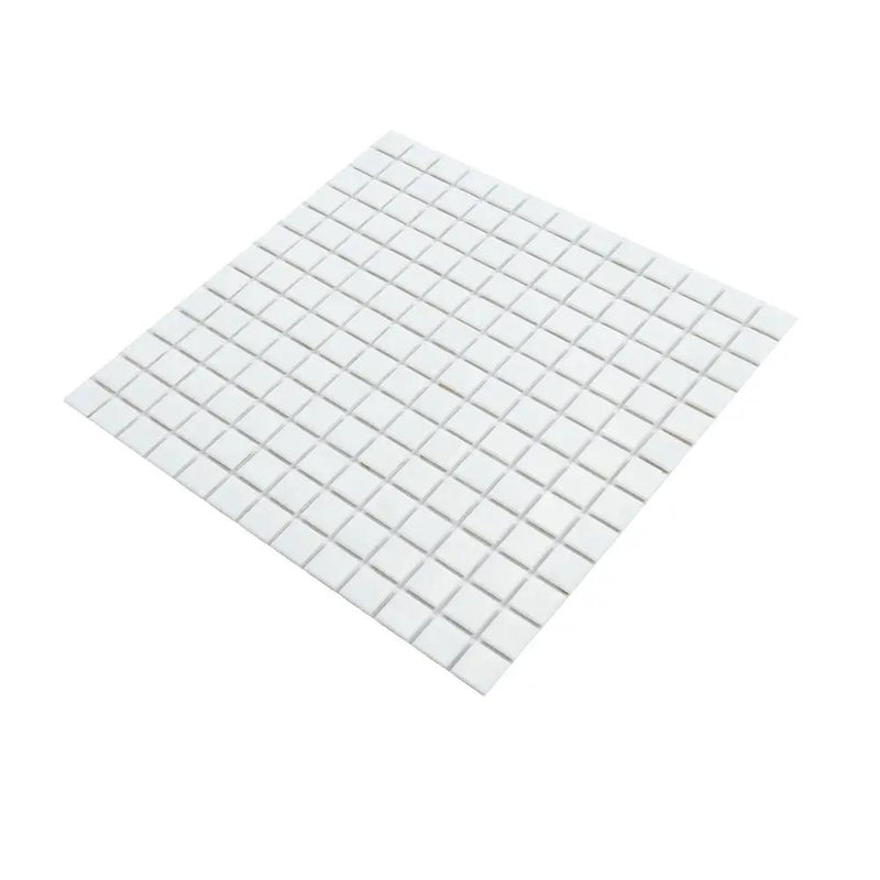 Rice White 12x12 Glossy Uniform Square Glass Mosaic Tile (20 pack, 20 sq ft/case) by Apollo Tile