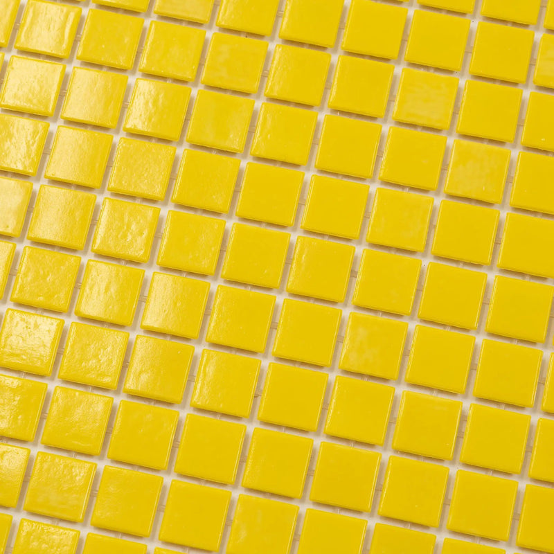 Lemon Yellow 12x12 Glossy Uniform Square Glass Mosaic Tile (20 pack, 20 sq ft/case) by Apollo Tile