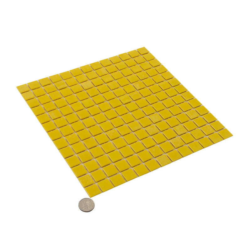 Lemon Yellow 12x12 Glossy Uniform Square Glass Mosaic Tile (20 pack, 20 sq ft/case) by Apollo Tile