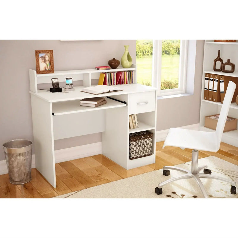 Contemporary Home Office Computer Desk in White Wood Finish by HomePacific
