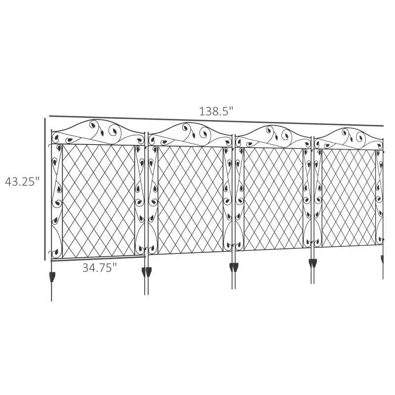 4 Pack Steel Foldable Fence Floral Trellis Panel Animal Barrier by HomePacific