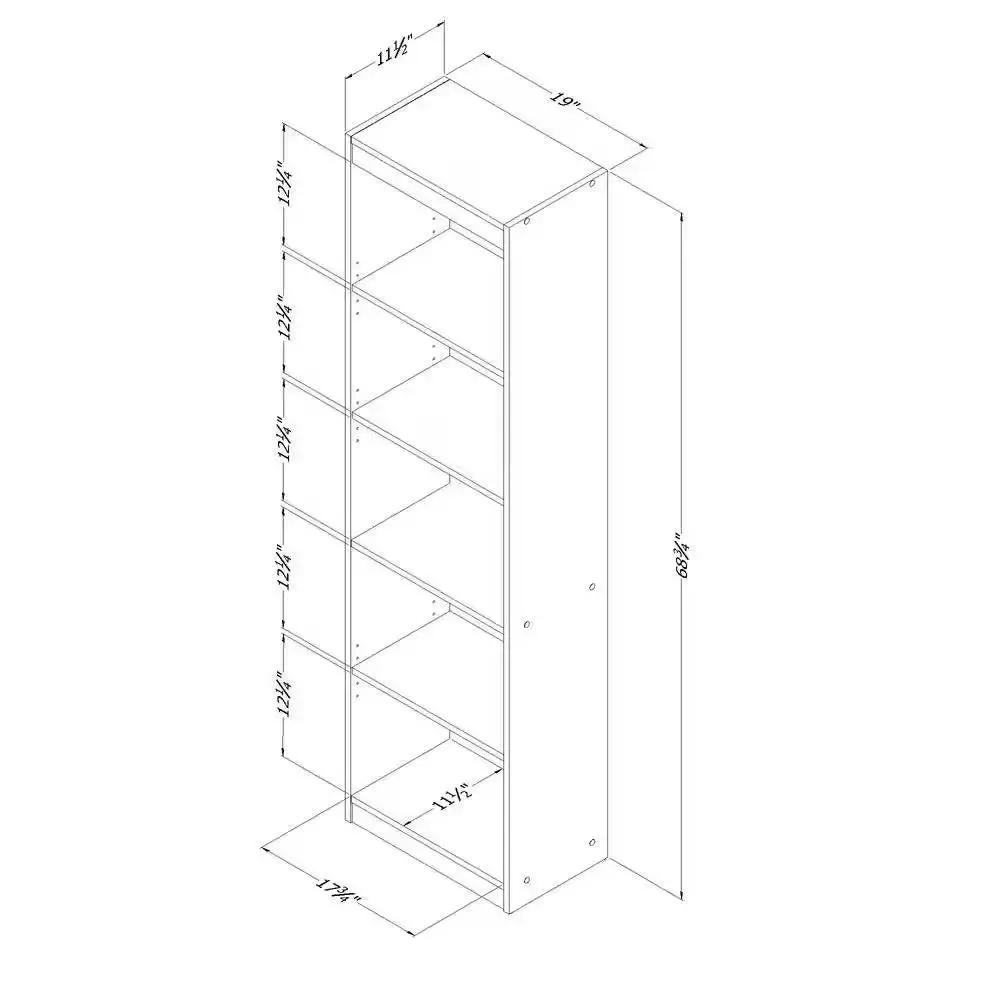 Narrow 5-Shelf Bookcase Slim Storage Shelving Unit Dark Blue Black Wood Finish by HomePacific