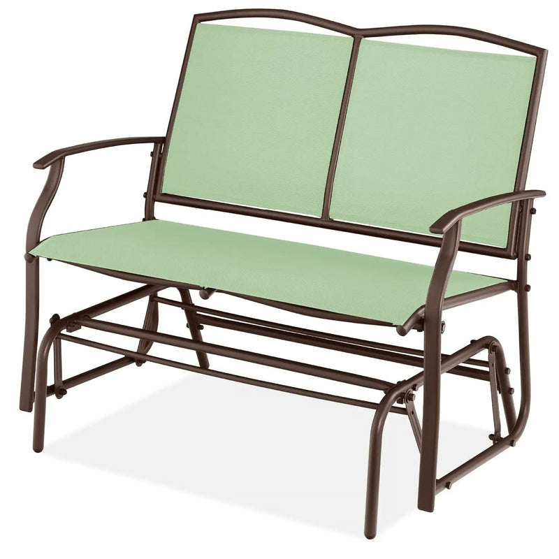 2 Seat Mesh Patio Loveseat Swing Glider Rocker with Armrests in Sage by HomePacific
