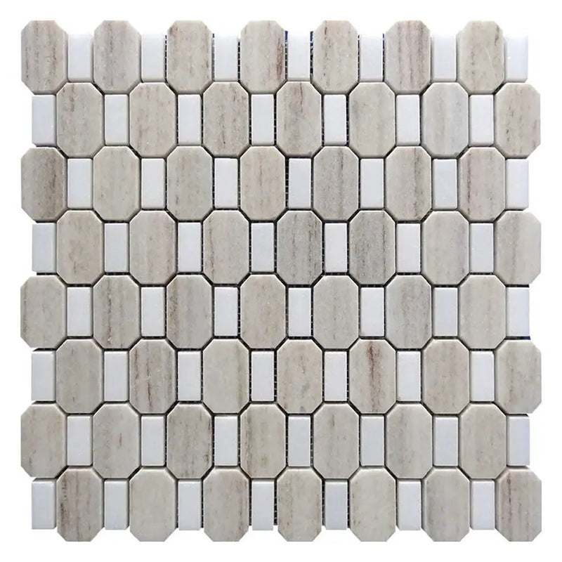 Crystal Sand Thassoss White 12x13 Polished Geometric Marble Mosaic Tile (5 pack, 5.59 sq ft/case) by Apollo Tile