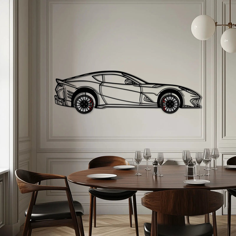 Ferrari 812 Superfast / F12 Metal Car Wall Art with Rotating Wheels - V12 Grand Tourer Silhouette - Interactive Automotive Wall Decor - KAFMEKA127 by Enova Art