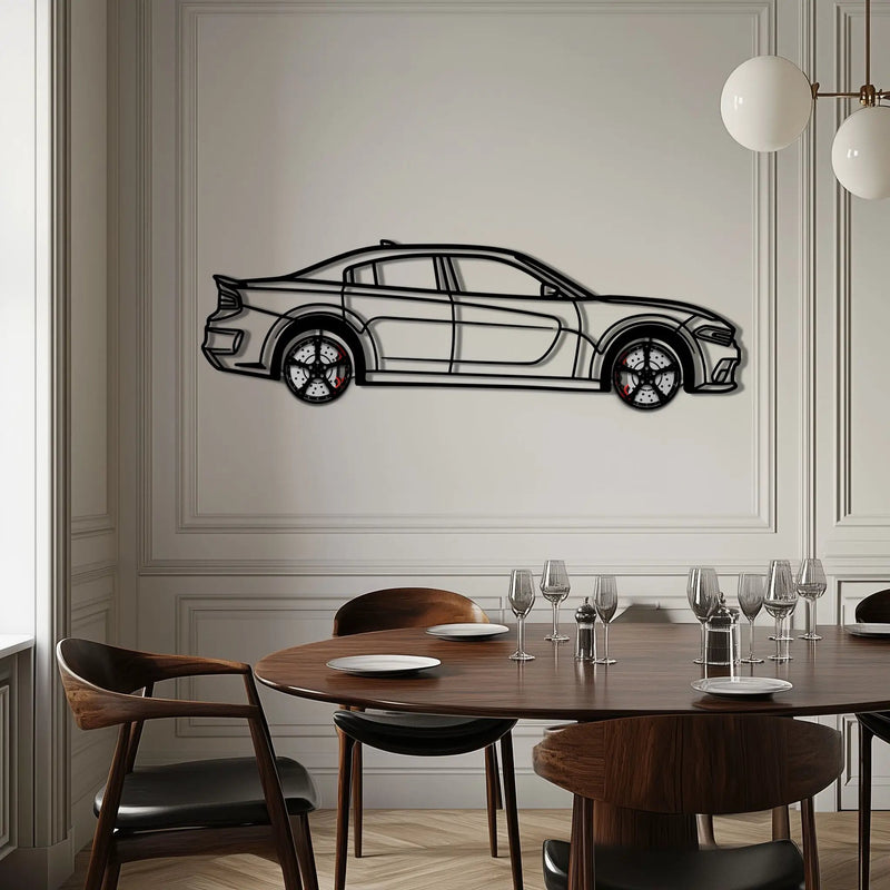 Dodge Charger SRT Metal Car Wall Art with Rotating Wheels - Modern American Muscle Silhouette - Interactive Automotive Wall Decor - KAFMEKA121 by Enova Art