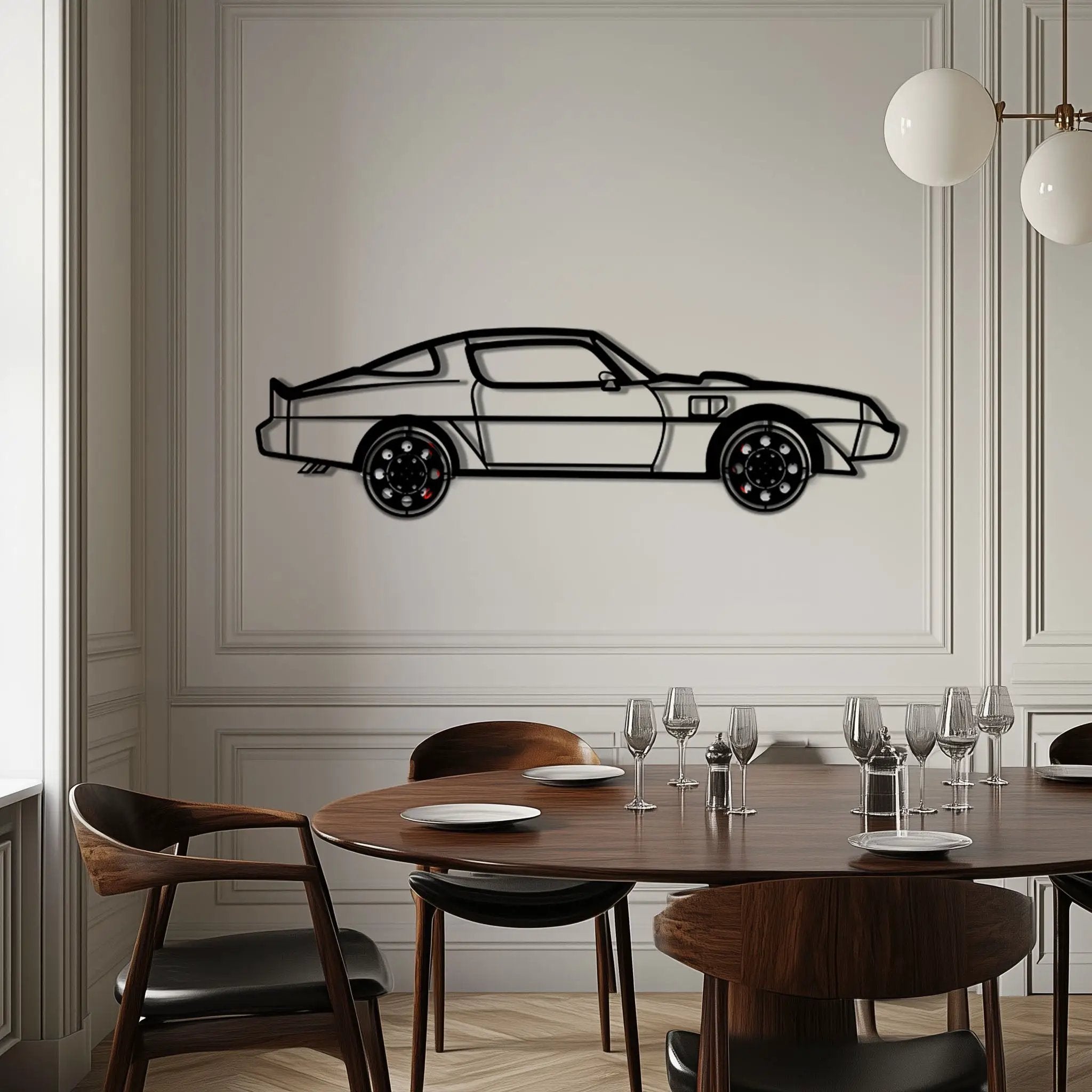 Pontiac Trans Am Metal Car Wall Art with Rotating Wheels - Classic American Muscle Silhouette - Interactive Firebird Wall Decor - KAFMEKA154 by Enova Art