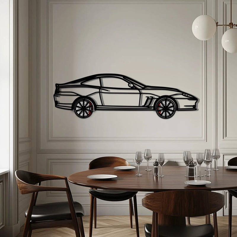 Ferrari 550 Maranello Metal Car Wall Art with Rotating Wheels - V12 Grand Tourer Silhouette - Interactive Automotive Wall Decor - KAFMEKA129 by Enova Art