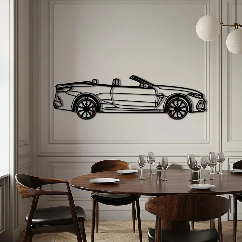 BMW M8 Competition Metal Car Wall Art with Rotating Wheels - M Power Luxury Silhouette - Interactive Automotive Wall Art - KAFMEKA109 by Enova Art