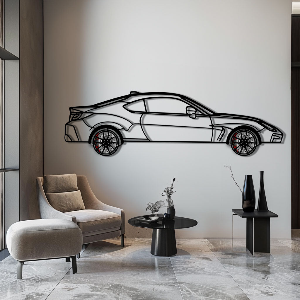 Toyota GR86 Metal Car Wall Art with Rotating Wheels - Modern JDM Sports Coupe Silhouette - Interactive Automotive Wall Decor - KAFMEKA157 by Enova Art