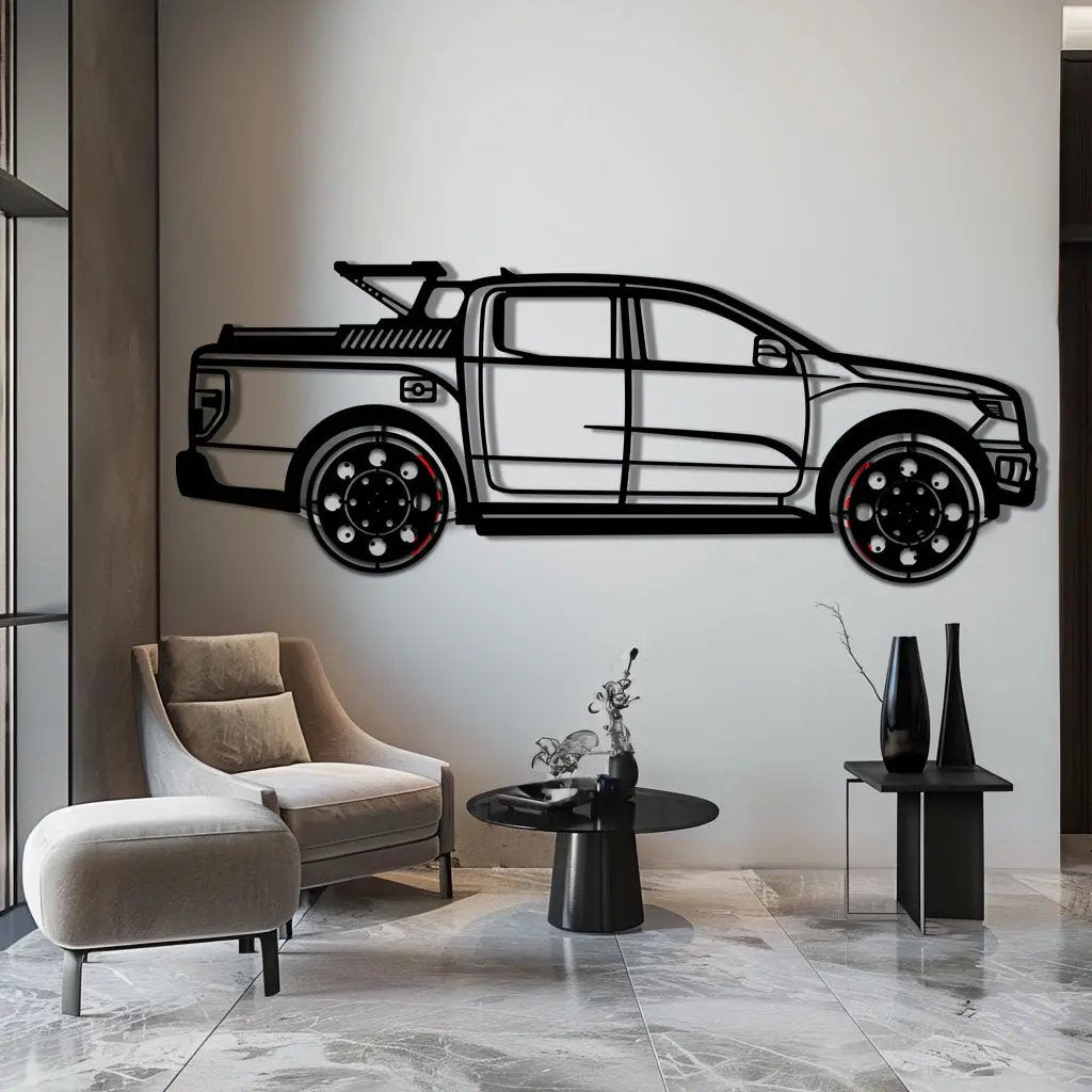 Ford F-150 Metal Truck Wall Art with Rotating Wheels - Iconic American Pickup Silhouette - Interactive Automotive Wall Decor - KAFMEKA138 by Enova Art