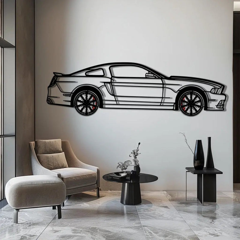 2013 Ford Mustang GT Metal Car Wall Art with Rotating Wheels - S197 Modern Muscle Silhouette - Interactive Automotive Wall Decor- KAFMEKA141 by Enova Art
