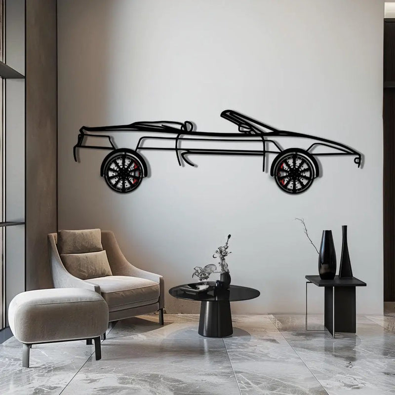 Ferrari F355 Spider Metal Car Wall Art with Rotating Wheels - Classic Italian Convertible Silhouette - Interactive Automotive Decor - KAFMEKA131 by Enova Art